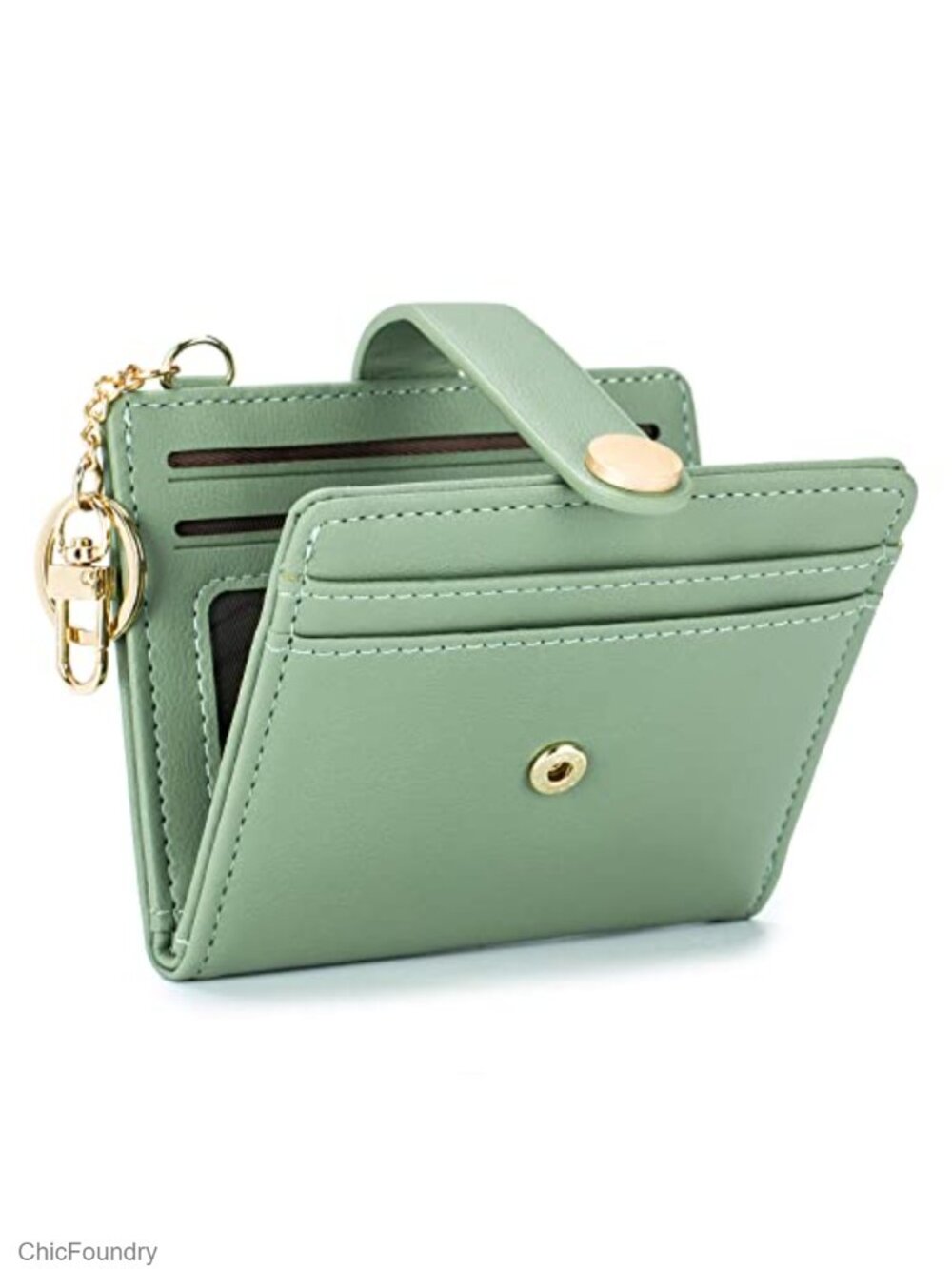 PU Leather RFID Blocking Card Holder Wallet with Keychain